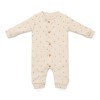 Beige kruippakje met blaadjes - One-piece suit green leaves